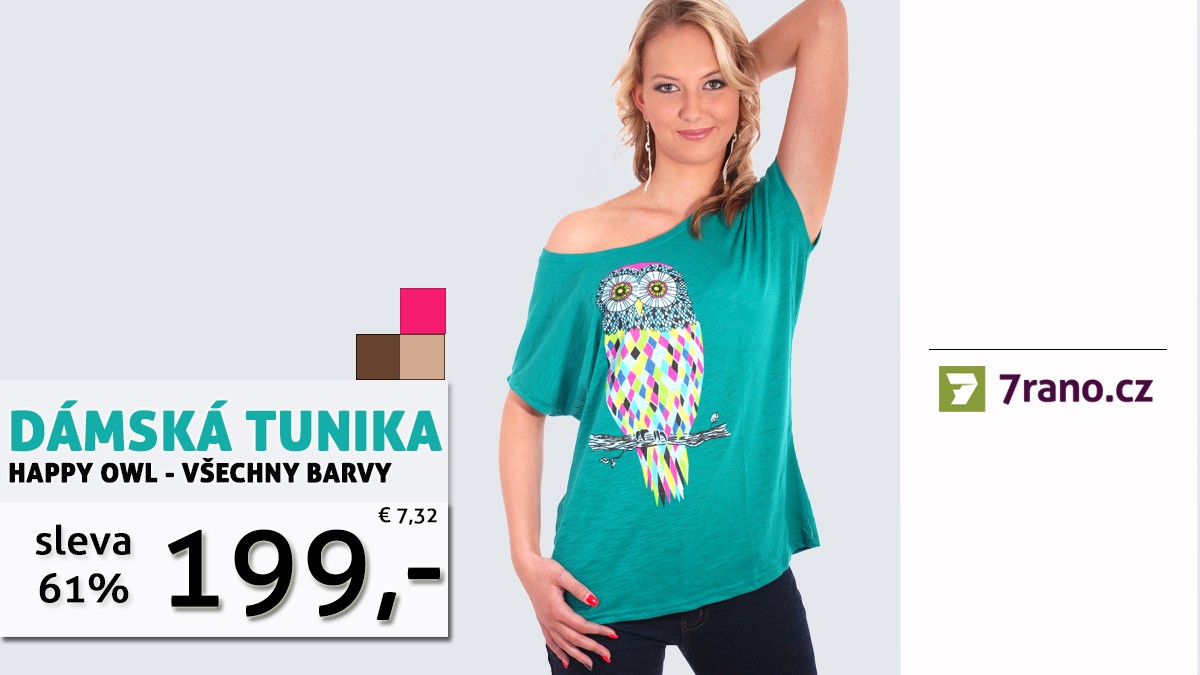 Aktuální akce - Dámská tunika Happy Owl, Sova se slevou 61%